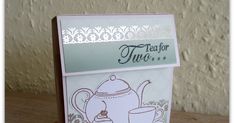 a card with a teapot and coffee mug on it that says tea for two