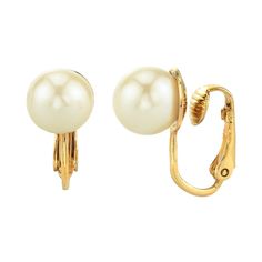 Complete any look with these silver tone or 14k gold dipped, simulated pearl clip-on earrings from 1928.EARRING DETAILS Dimensions: 0.31 in. L x 0.31 in. W Backings: clip-on Metal: alloy Plating: silver tone, gold tone Finish: polished Not appropriate for children 14 years old and younger. Size: One Size. Color: White. Gender: female. Age Group: adult. Classic Academia, Silver Bar Earrings, Geode Earrings, Initial Earrings, Clothing Aesthetic, Earrings Pearl, Gold Dipped, Name Jewelry, Bar Earrings