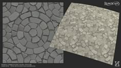 two different types of stone flooring, one is grey and the other is white