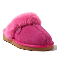 Premium quality genuine shearling slippers are the perfect gift for any woman in your life: mom, wife, sister, & grandmother. These slippers feature inclusive ladies sizing from 5-12. Wide sizes are also available. Size: 10.  Color: Pink.  Gender: female.  Age Group: adult. Pink Cushioned Synthetic Slippers, Sheepskin Closed Toe Slippers, Shearling Indoor Slippers, Pink Slip-on Slippers For Leisure, Pink Faux Fur Slippers, Cushioned Slip-on Faux Fur Slippers, Pink Plush-lined Winter Slippers, Bedroom Slippers, Moccasins Style