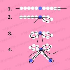 the instructions for how to draw bows on pink paper