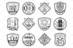 Jewish religion, Israel symbols , #AFF, #Vector#icons#tradition#Hanukiyot #Ad Shofar Horn, Religion Symbols, Torah Scroll, Jewish Hanukkah, David Star, Business Photos, Menorah