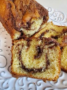 two slices of cinnamon swirl bread on a plate