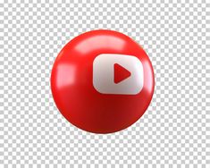 a red ball with a white play button on the bottom, and an arrow in the middle