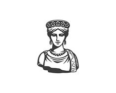 a woman with a tiara on her head is shown in this black and white drawing