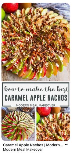 caramel apple nachos made with modern macaroni and cheese is an easy appetizer