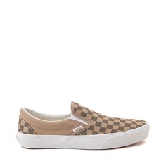 Vans Slip-On Checkerboard Skate Shoe - Block Brown Brown Vans Outfit, Brown Vans, Vans Skate Shoes, Checkered Shoes, Vans Checkered, Checkered Vans, Converse New, Classic Vans, Skate Style