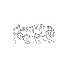 a drawing of a tiger on a white background with the outline of it's body