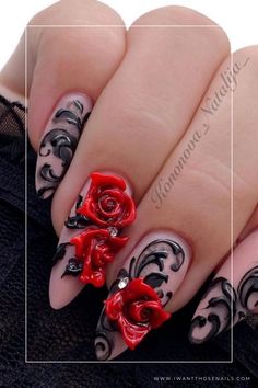 rose nails designs Roses Nail Art, 3d Rose, Dream Nails