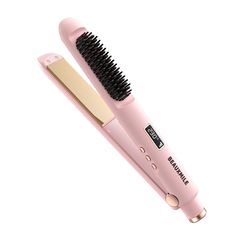 PRICES MAY VARY. 【Flat Iron and Combs 2 in 1 】Introducing BEAUXMILE 2-in-1 Flat Iron and Comb Hair Straightener! It is a 1” flat iron and also is a hair straightener brush! Effortlessly straighten, combat frizz, style bangs, and create stunning curls with one versatile tool. 【Advanced Ceramic Plates 】This hair straightener features ceramic plates, ensuring even heat distribution, reducing static, and maintaining hair moisture. Suitable for all hair types, it offers durability and easy cleaning f Mini Hair Straightener Aesthetic, Tymo Hair Straightener Brush, Tymo Ring Hair Straightener Brush, Pink Hair Straightener, Hair Straightener Target, Straightening Comb, Straighten Iron, Hair Brush Straightener, Advanced Ceramics