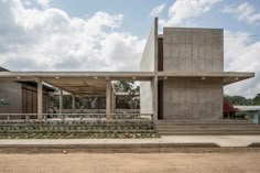 a concrete building with steps leading up to it