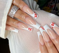 Valentine nail inspo White French Tips, Valentine Nail, White French Tip, French Tips, Valentines Nails