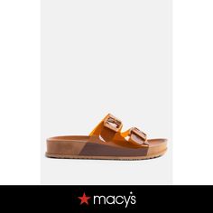 in stock Trendy Brown Open Toe Sandals, Brown Footbed Sandals With Removable Insole For Beach, Brown Double Strap Sandals For Spring, Trendy Brown Sandals With Cushioned Footbed, Brown Cushioned Footbed Sandals For Vacation, Chic Brown Sandals For The Beach, Trendy Brown Footbed Sandals With Textured Footbed, Trendy Brown Sandals With Buckle Closure, Chic Brown Sandals For Day Out