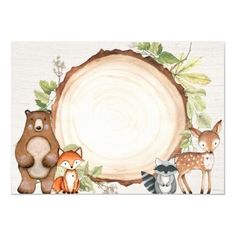 an animal themed placemat with trees, leaves and animals in front of a white background