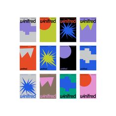 nine different colored squares with the words united on them