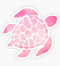 a pink watercolor turtle sticker on a white background