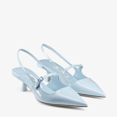 Elegant Pumps, Pointed Pumps, Mid Heels Pumps, Blue Pumps, Blue Heels, Roger Vivier, Evening Shoes, Slingback Heel, Carrie Bradshaw