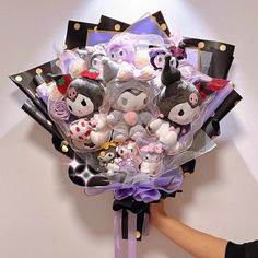 Sanrio Kuromi Bouquet Christmas Plush Toys, Christmas Plush, Kawaii Fashion, Floral Arrangements, Free Gifts