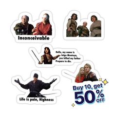 some stickers that are on the back of a white boarder with images of people