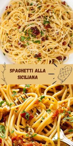 spaghetti alla with sauce and parmesan cheese