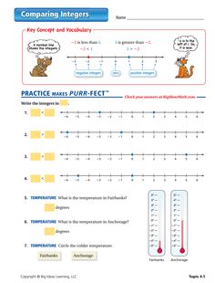 a worksheet for comparing numbers and fractions