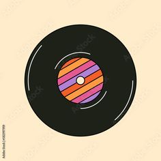 a vinyl record with an orange and pink striped disk on it's front cover