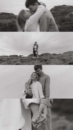 black and white photos of people holding each other's hands, with the sky in the background