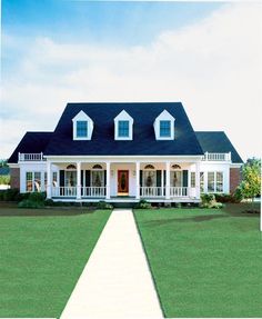 this is an artist's rendering of a country house with porches and columns