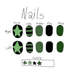 Short Nails Ideas Grunge, Easy Nail Art Green, Nail Designs 3 Colors, Cool Short Nail Ideas, Green Day Nails, Nail Ideas Dark Green, Simple Nail Designs Short, Alt Nails Designs