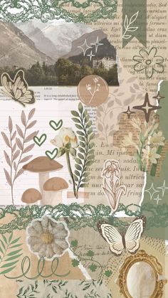 an altered collage with flowers, leaves and other things