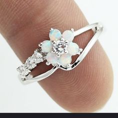 Jewelry | Adorable Fire Opal White Lotus Flower Ring | Poshmark Birthday Proposal, Australian Opal Ring, Flower Women, Frame Making, Beautiful Accessories, Precious Opal, Fire Opal Ring, Rings Diamond, Jewelry Birthday