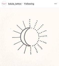 a drawing of the sun and moon with dots on it's side, in black ink