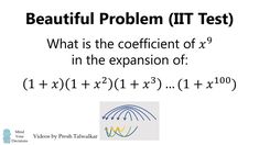 a computer screen with the words, beautiful problem iit test what is the coefficient of x in the expression of