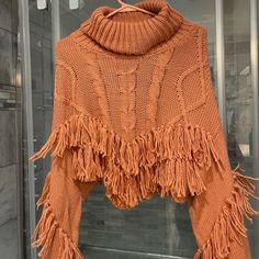 Brand New Fringe Sweater, Crop Sweater, Crochet Fashion, Cropped Sweater, Colorful Sweaters, Knitwear, Sweaters For Women, Turtle Neck, Brand New