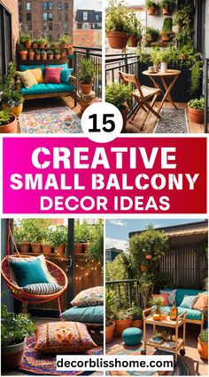 Make your small balcony shine with foldable furniture | patterned floor cushions | compact plant arrangements | hanging string lights | multi-purpose tables | DIY planter boxes | outdoor rugs | pastel decor tones | wall-mounted shelves | colorful throw pillows | fabric draped for shade | portable seating options | cascading greenery | small water fountains | and chic minimalistic touches. Green Balcony, Balcony Ideas Indian, Stressful Day, Tiny Balcony