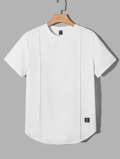 Men T-Shirts Fit Crew Neck Short Sleeve Basic Tee Letter Graphic Casual Simple Polyester White Casual  Short Sleeve Knitted Fabric Letter  Slight Stretch  Men Clothing, size features are:Bust: ,Length: ,Sleeve Length: Summer Knit Tops, Tshirt Design Men, Men Wear, Mens Cuts, Men Tops, Basic Tee, Kids Sleepwear, White Casual, Men Clothing