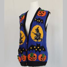 Halloween Vest, Novelty Sweater, Halloween Ii, Blue Vest, Ugly Christmas Sweaters, Blue Vests, Halloween Celebration