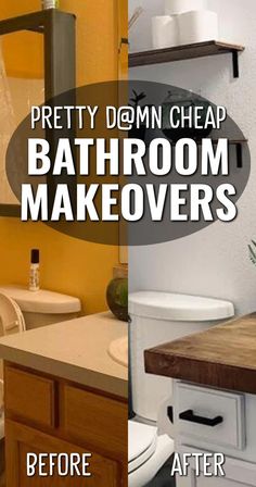 Small Bathroom Remodel on a Budget: Color Schemes, Decorating Ideas and Before/After DIY Project Makeovers For an Inexpensive Bathroom Update On YOUR Budget. Small bathrooms can be a challenge to... Oak Bathroom Remodel, From Bathtub To Shower Remodel, Cheap Remodeling Ideas Bathroom, Bathroom Updates On A Budget Diy Modern, Cheap Ways To Update Bathroom, Cheap Easy Bathroom Makeover, Diy Master Bath Remodel On A Budget, Half Bathroom Makeover On A Budget, Diy Bathroom Refresh