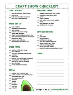 a printable craft show checklist with an avocado