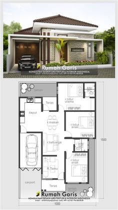 two story house plan with 3 bedroom and 2 bathrooms in the front, an open floor plan