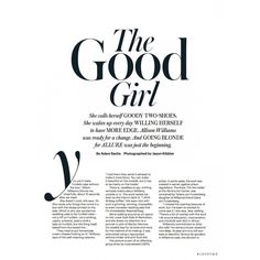 The Good Girl ❤ liked on Polyvore featuring text, words, magazine, article, letters, phrase, quotes, filler and saying Typographic Layout, Magazine Layout Inspiration, The Good Girl, Uncertain Future, Logo Word, Allure Magazine, Allison Williams, Fashion Words