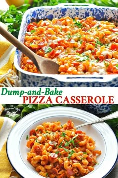 two pictures showing different types of pizza casserole