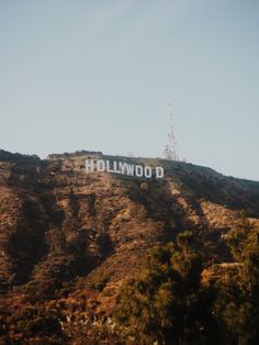 the hollywood sign on top of a mountain