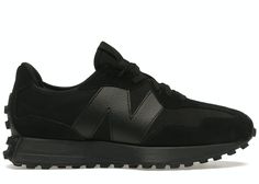 New Balance 327 Triple Black All Black New Balance, Brand Nubian, Cute Running Shoes, Black Tennis Shoes, Sneak Attack, All Black Shoes, Black Shoes Men, New Balance 327, Balance Sneakers