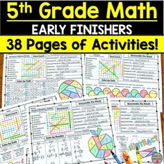 the 5th grade math worksheet for early finishers with three pages of activities