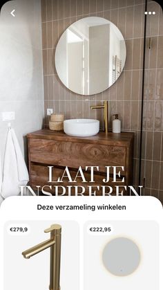 a bathroom sink sitting under a mirror next to a wooden cabinet and white towel hanging on the wall