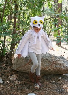 Owl Costume Sizes 2T - Size 8 in White & Grey Snowy Owl • Imagination Play • Dress Up • Hedwig • Harry Potter • Halloween Snow Owl Costume, Owl Costume Kids, Owl Costume Diy, Hedwig Costume, Owl Halloween Costumes, Harry Potter Owl, World Book Day Costumes, Harry Potter Hedwig