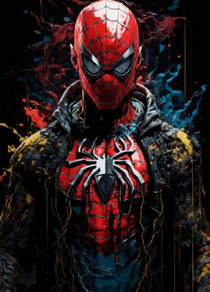 the amazing spider - man is depicted in this painting by artist mark vandervel