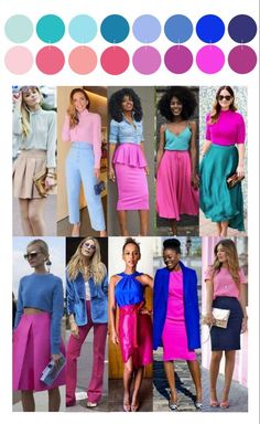 Complementary Outfits Color Schemes, What Colors Go With Pink Outfits, Pink Dress Combination Colour, Colors That Go With Blue Outfits, Best Color Combos Outfits Women, Spring Outfits 2023 Colorful, Pantone 2023 Color Trends Fashion Summer, Funky Classic Style