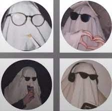 four pictures of people wearing glasses and nun costumes